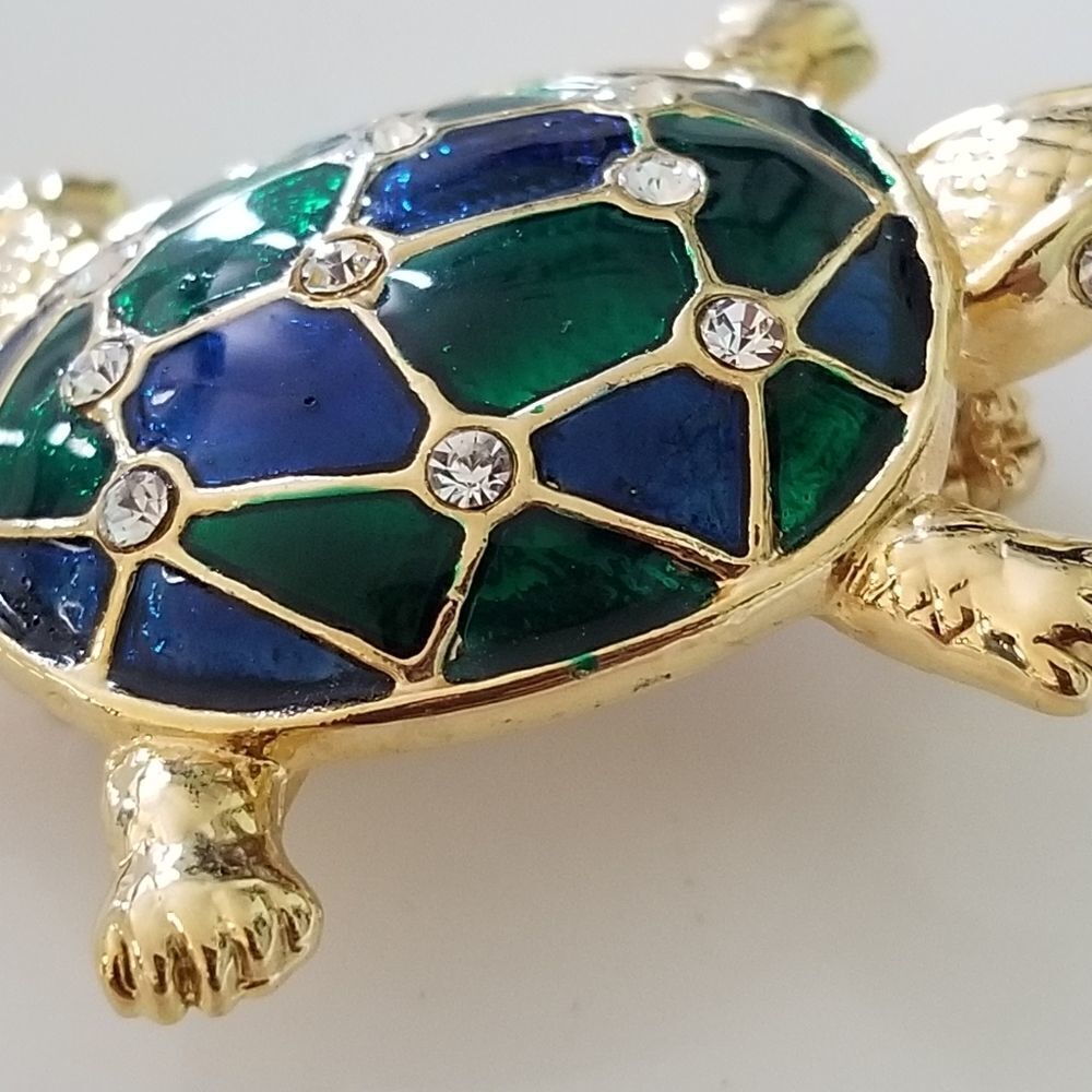 Vintage enameled turtle brooch - Picture 4 of 9